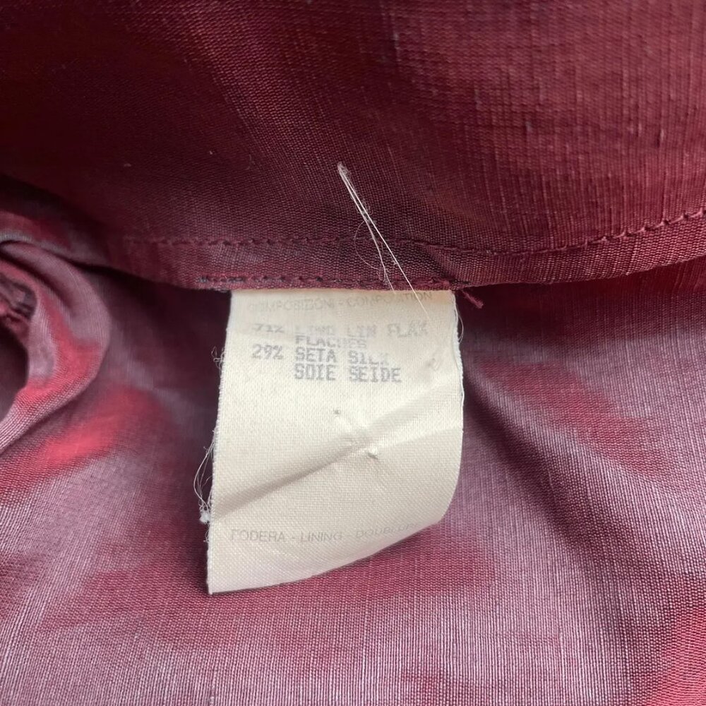 Romeo Gigli 1990s Vintage Iridescent Burgundy Linen & Silk Organza Jacket - Picture 7 of 10